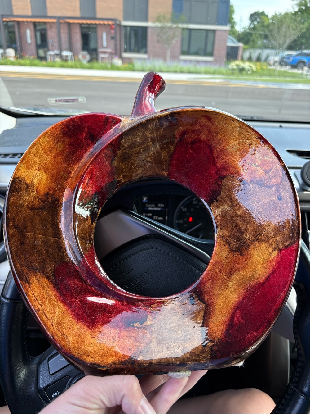 Circular Apple Decor - Red and Brown Home Art